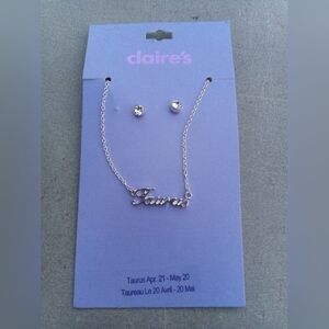 2/$10 Claire's Silver Taurus Necklace and Earring Set